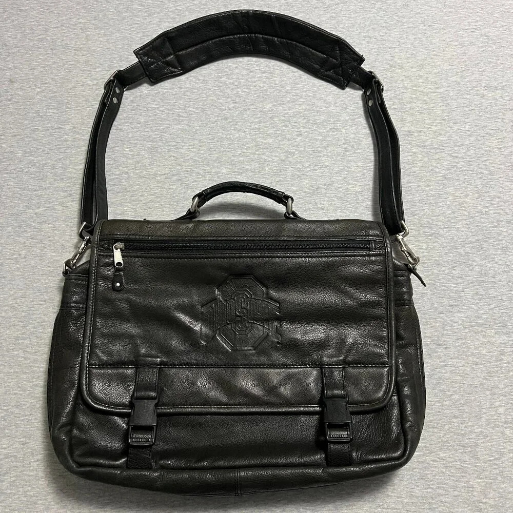 Ohio State Canyon Outback Leather‎ Messenger Briefcase Black Embossed Buckeyes